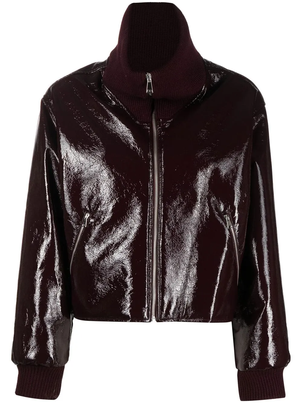 

Roseanna high-neck faux-leather jacket - Red