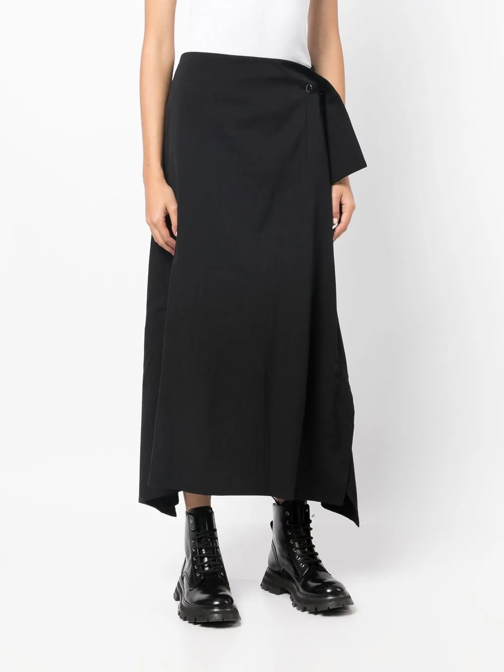 Y's wrap-style Midi Skirt - Farfetch 