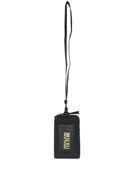 logo-print zip-up phone messenger bag