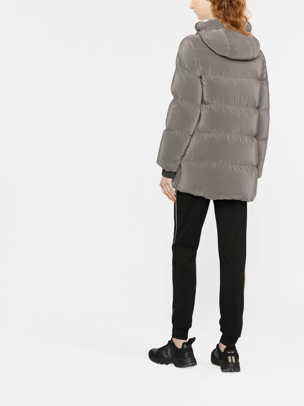 Moorer Padded Zip Up Coat In Brown