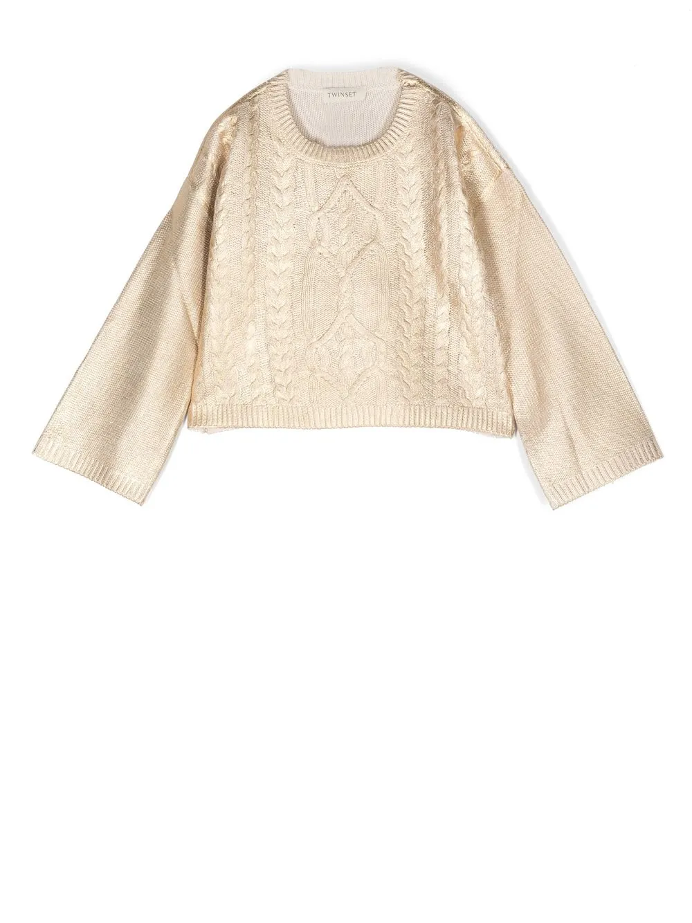 

TWINSET Kids metallic cable-knit jumper - Gold