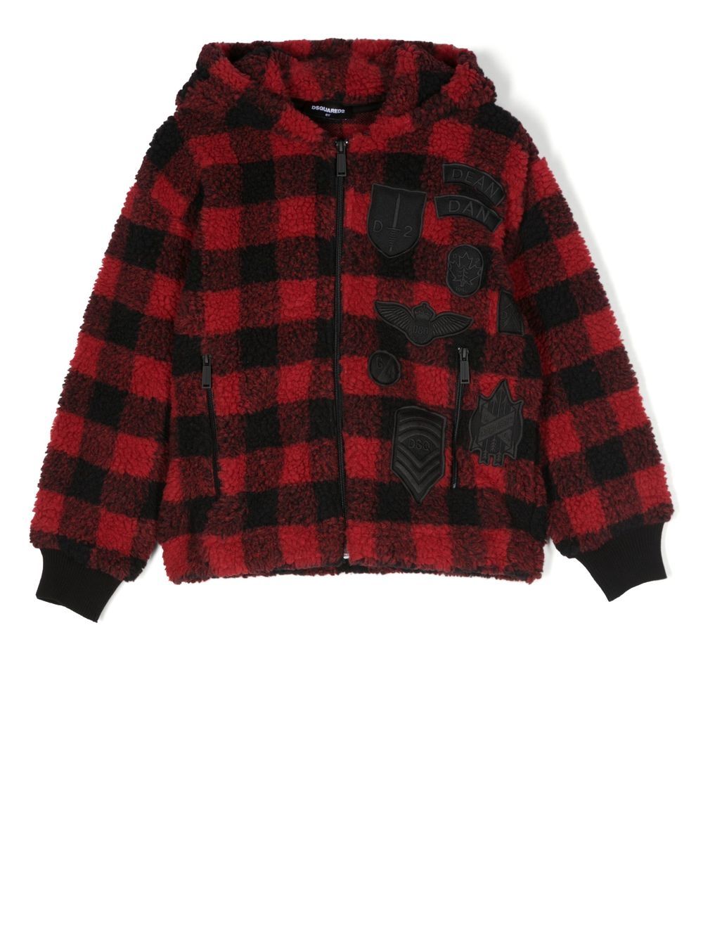 Shop Dsquared2 Checked Faux-shearling Jacket In Red