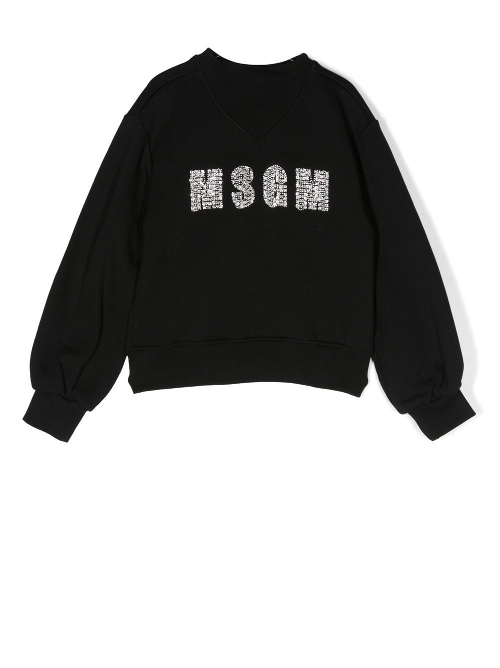 

MSGM Kids sudadera con cuello redondo y logo de lentejuelas - Negro