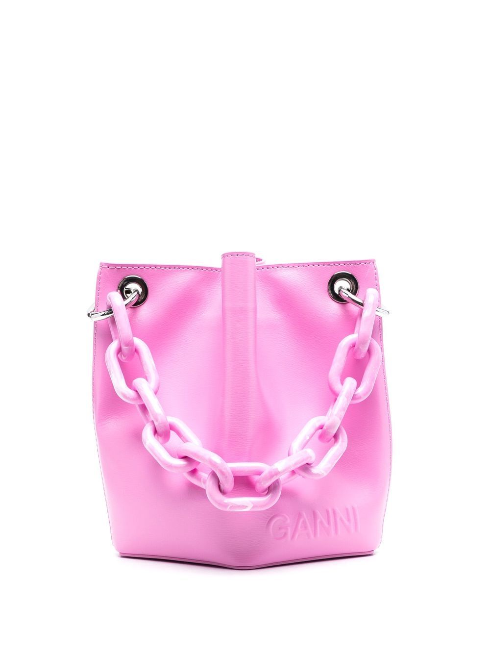 

GANNI bolsa bucket con logo en relieve - Rosado