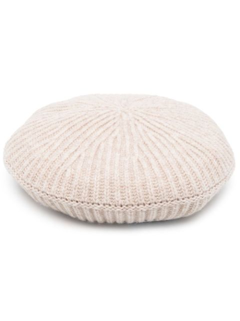 Get Your Hands on GANNI logo-patch ribbed-knit beret Women - The Hottest Item Today!