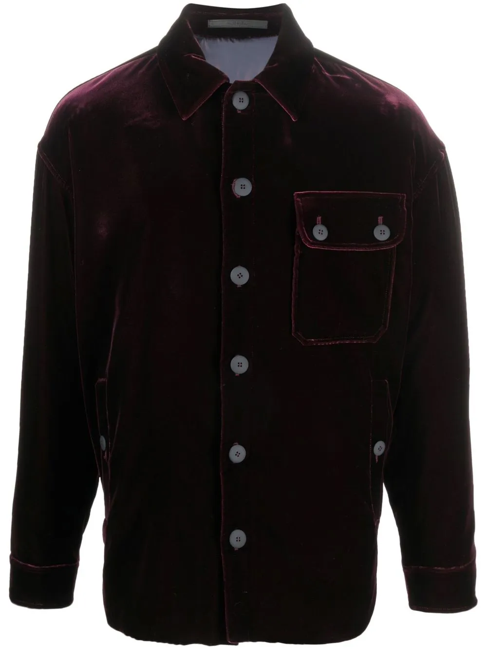 Giorgio Armani Velvet Long-sleeve Shirt Jacket In 红色