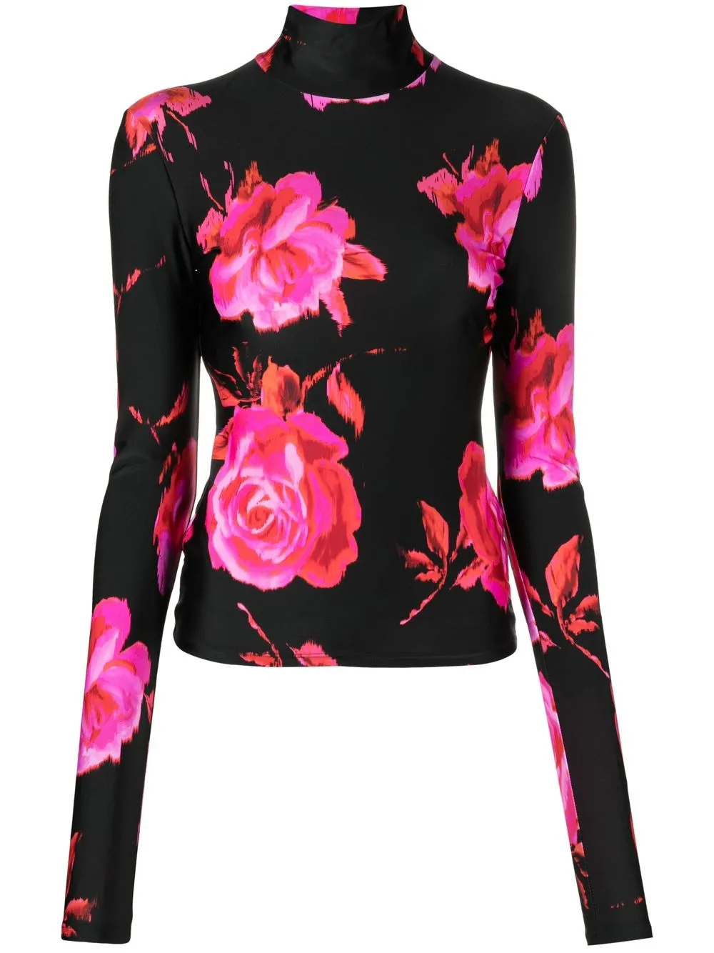 

THE ANDAMANE top con cuello vuelto y estampado floral - Negro