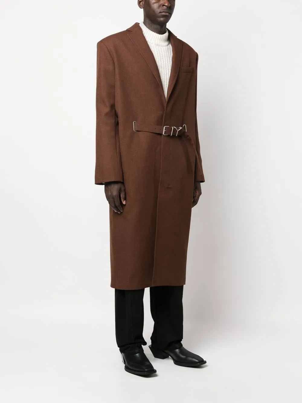 Y/project Brown Y Belt Coat In 褐色