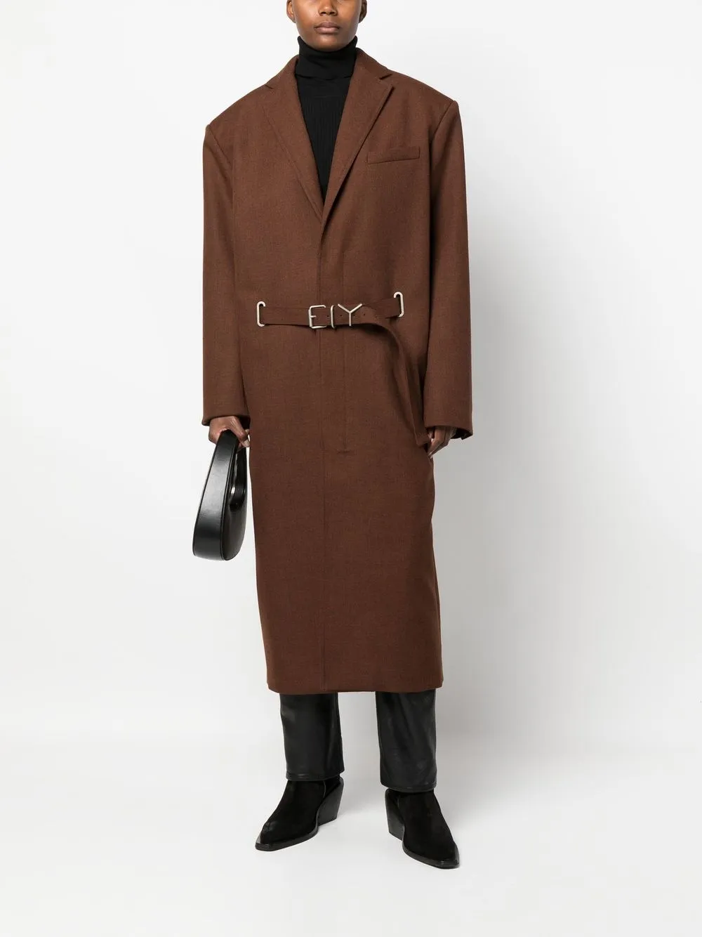 Y/project Brown Y Belt Coat In 褐色