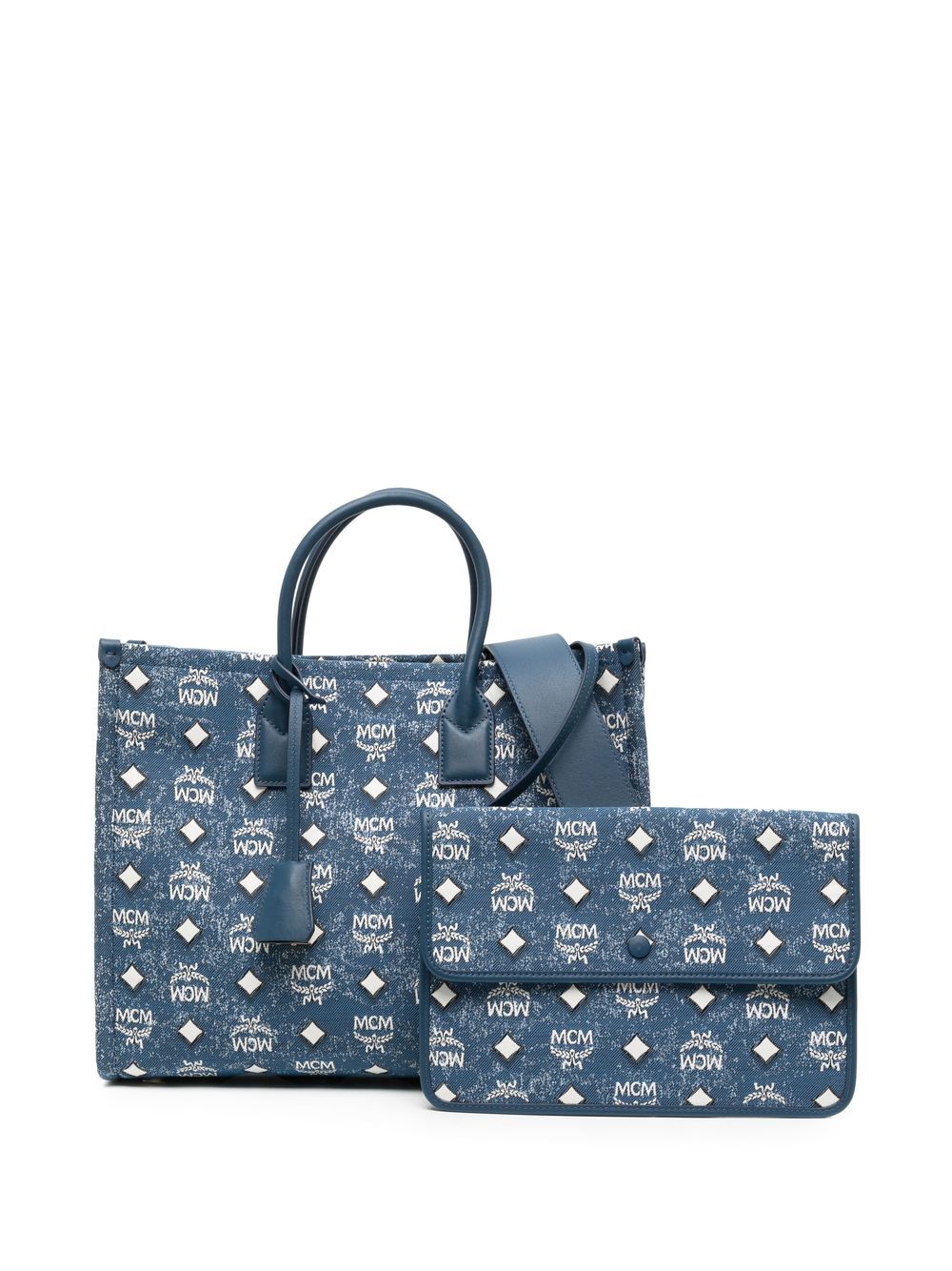 MCM Munchen Vintage Monogram Fabric Tote Large Leather (Denim) Handbags -  ShopStyle