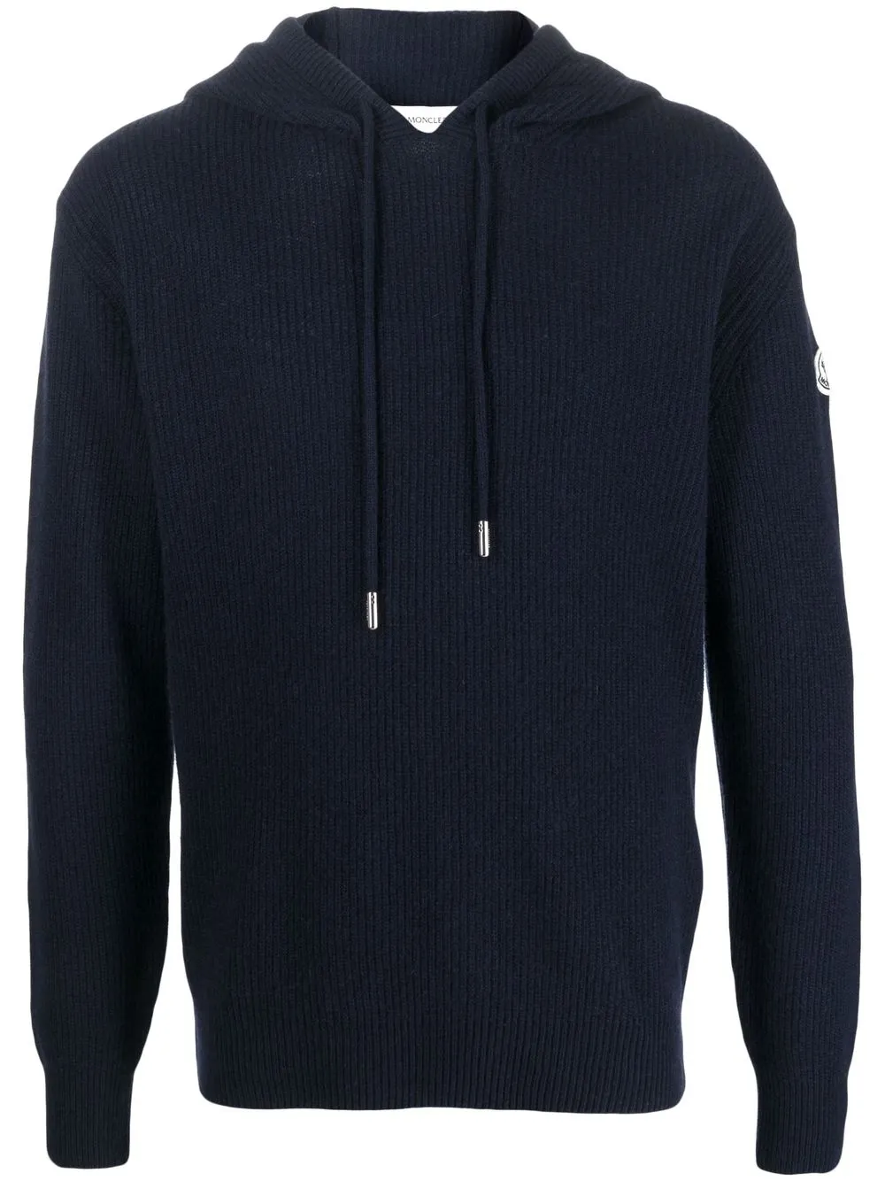 

Moncler logo-patch ribbed hoodie - Blue