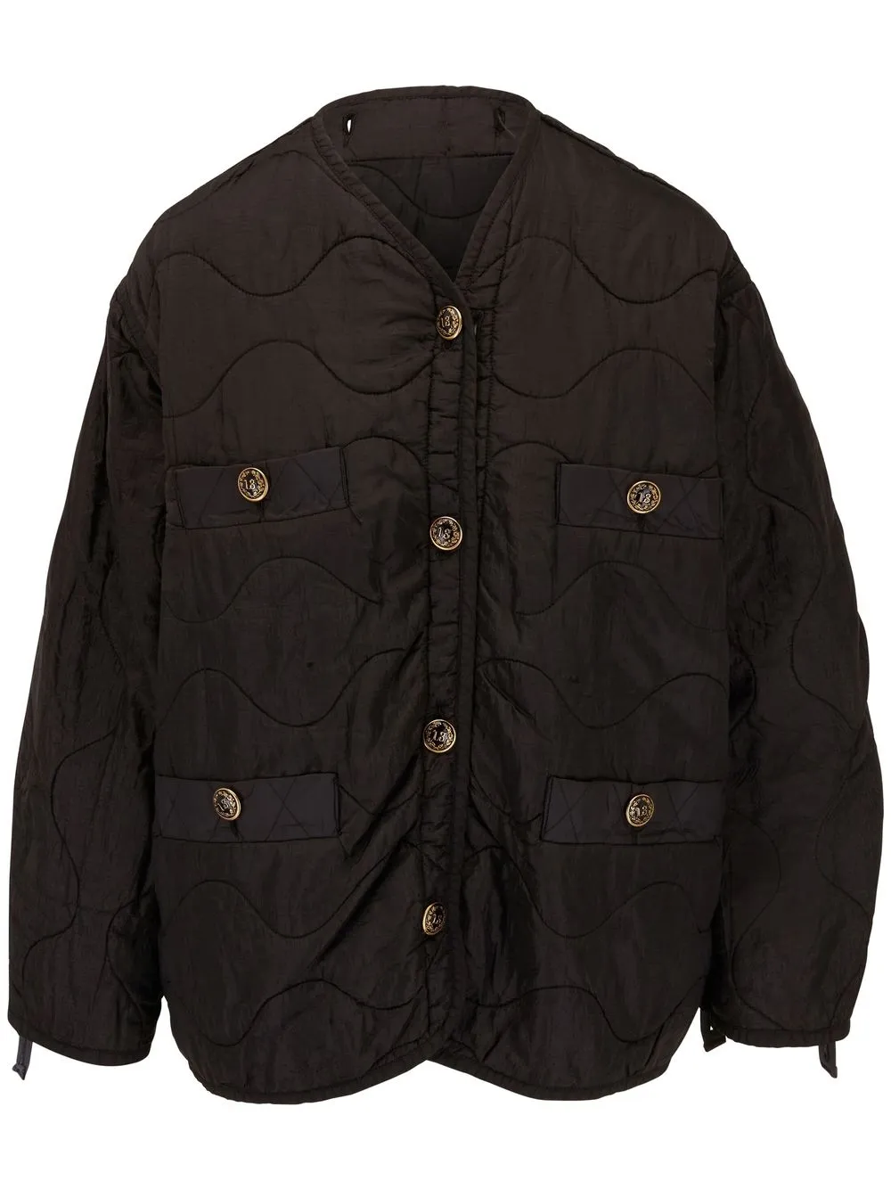 

R13 collarless quilte jacket - Black