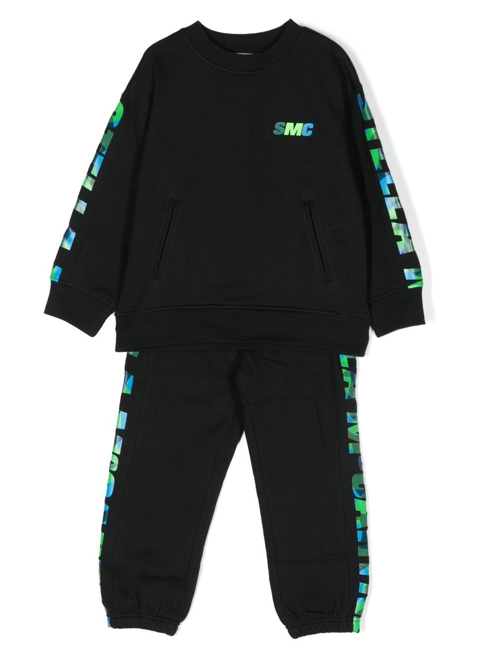 

Stella McCartney Kids traje deportivo con logo estampado - Negro