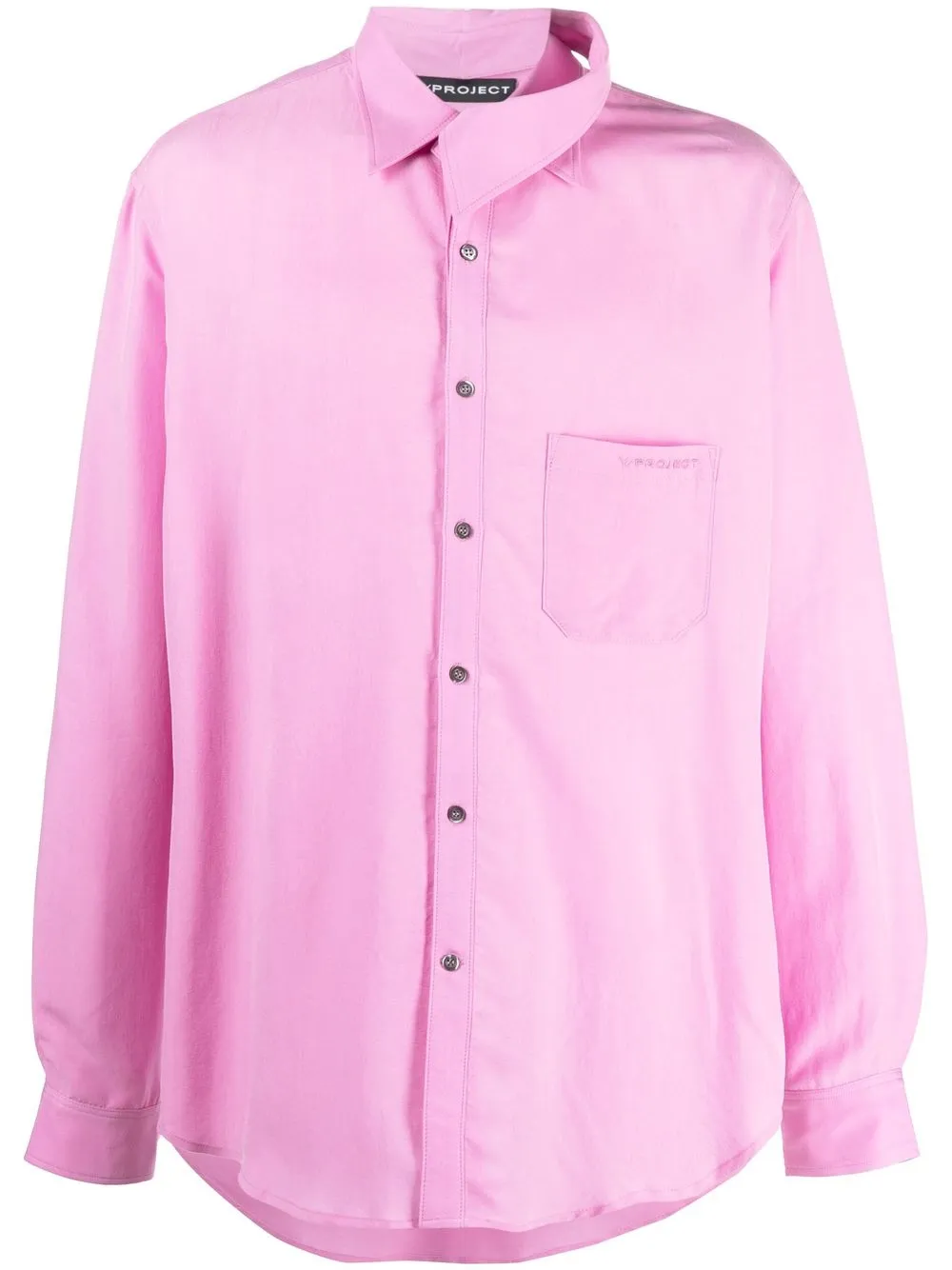 

Y/Project embroidered-logo asymmetric-collar shirt - Pink