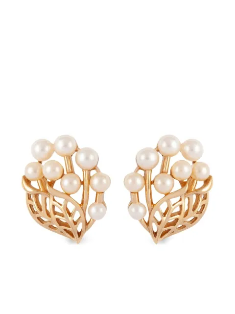 Susan Caplan Vintage 1950s Trifari pearl-embellished clip-on earrings