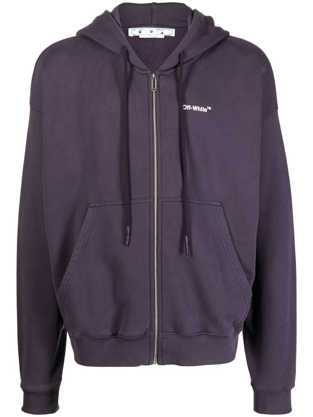 

Off-White logo-print zipped hoodie - Purple