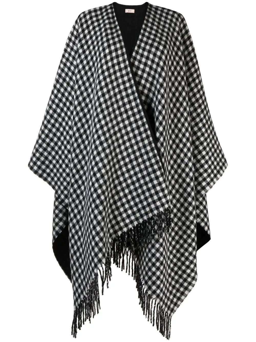 

Nº21 check-print cape - Black