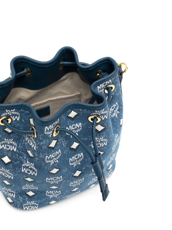 Mcm - Women's 'dessau' Bucket Bag - Blue - Denim