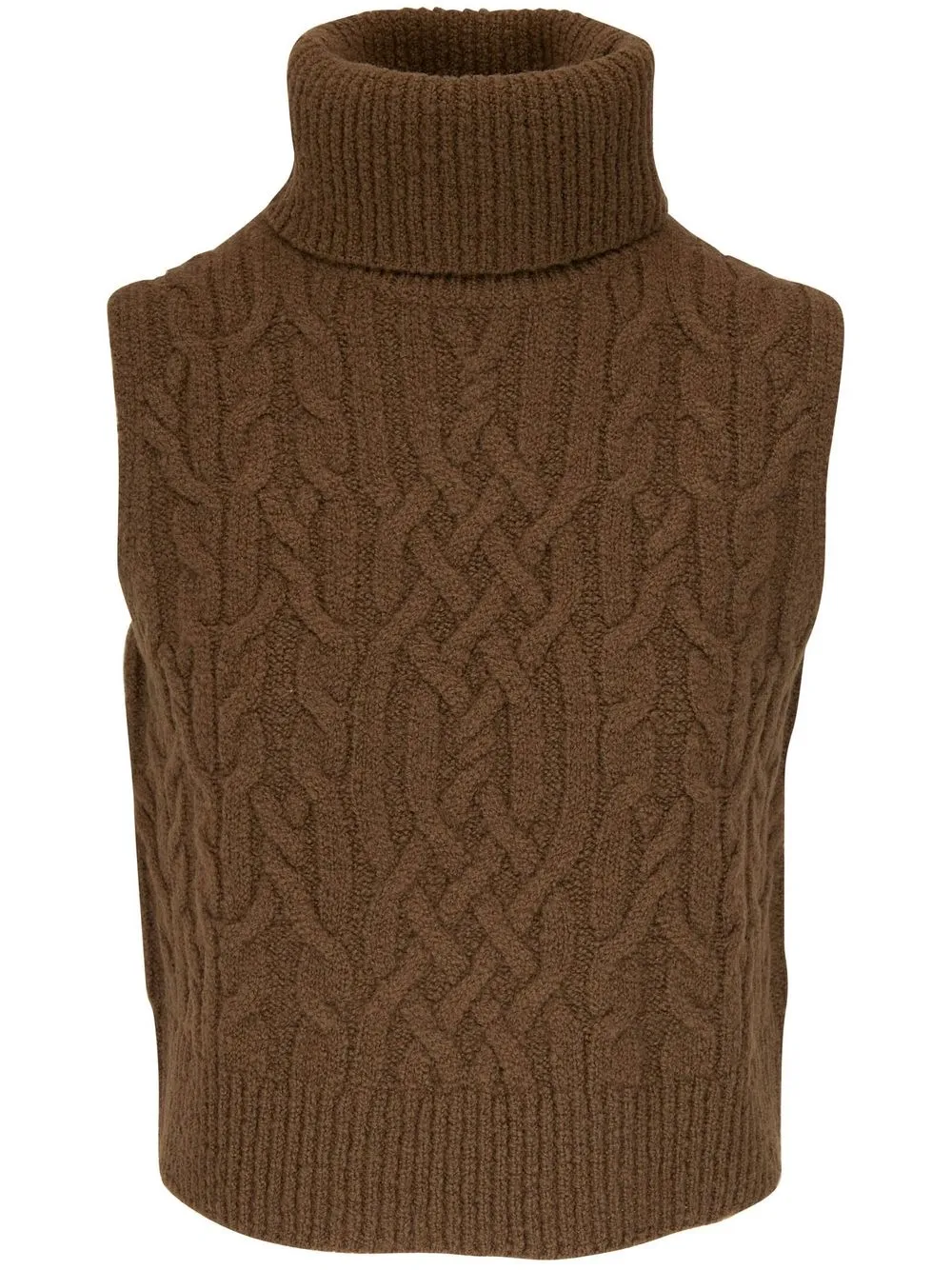 

Vince cable-knit roll neck vest - Brown