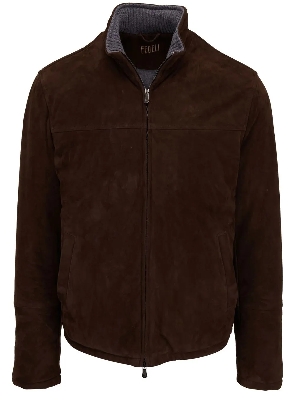 

Fedeli high-neck suede jacket - Brown
