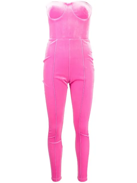 Alex Perry Beckham strapless velvet catsuit