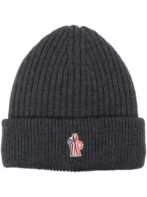 Moncler Grenoble ribbed-knit logo-patch beanie hat