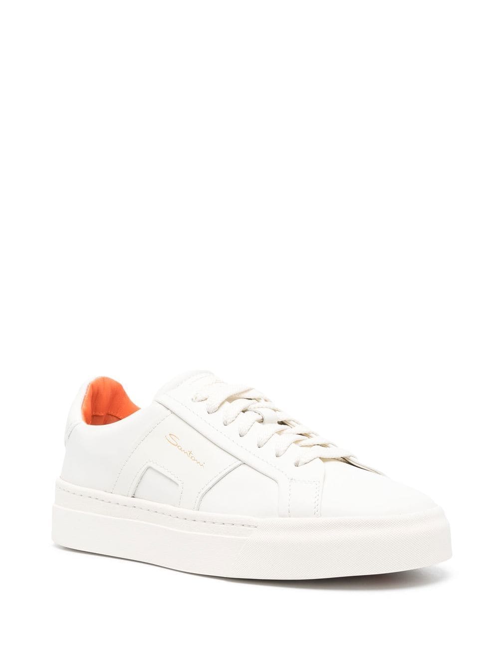 Shop Santoni Logo-print Low-top Sneakers In White