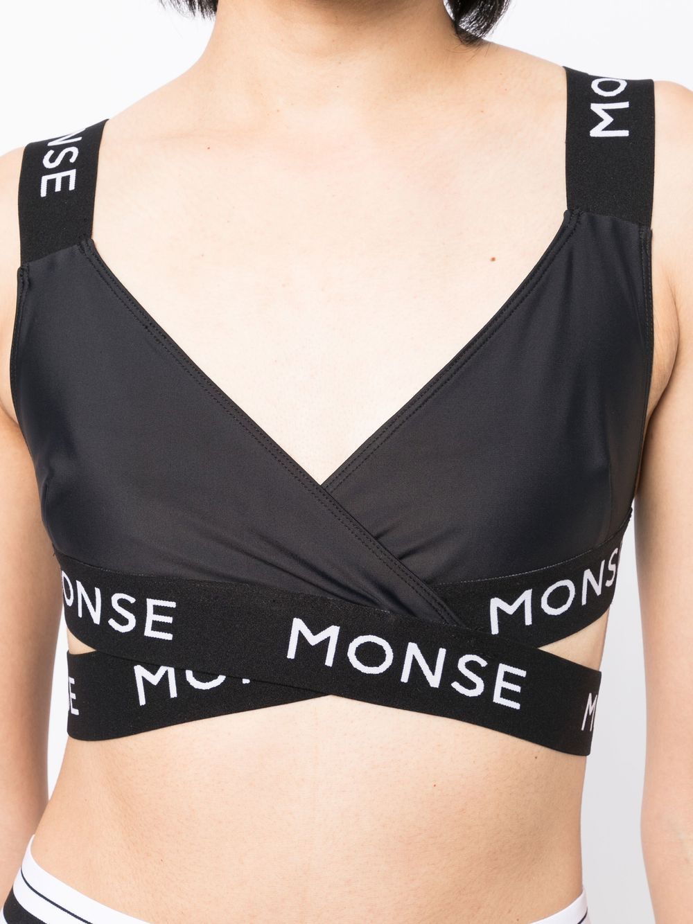 Shop Monse Logo Crossover-strap Sports Bra In Black