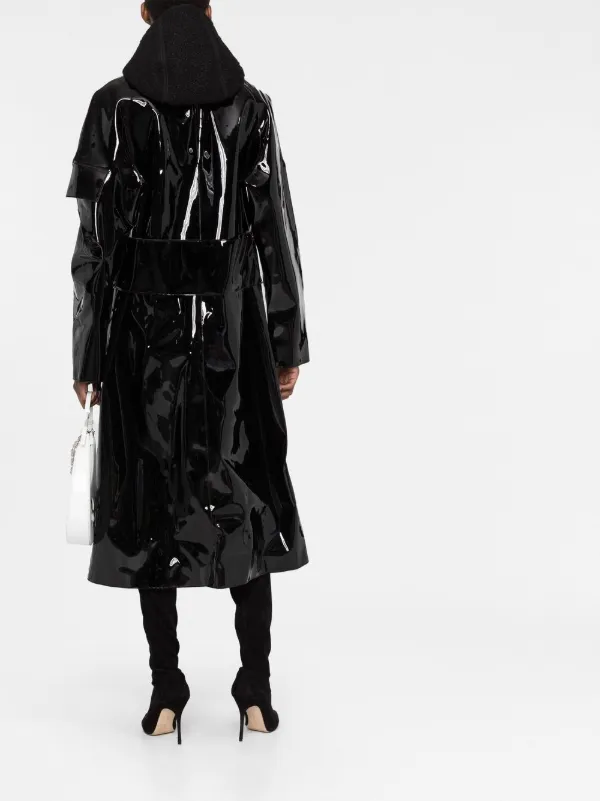 Patent leather raincoat hot sale with hood