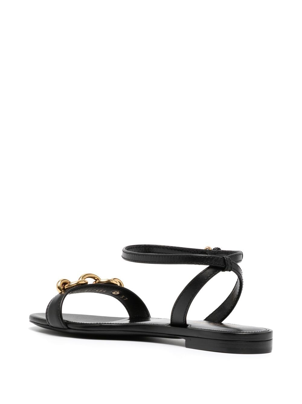 Shop Saint Laurent Chain Link-detail Leather Sandals In Black
