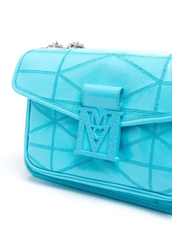 MCM Small Travia Chain Shoulder Bag Blue FARFETCH IE