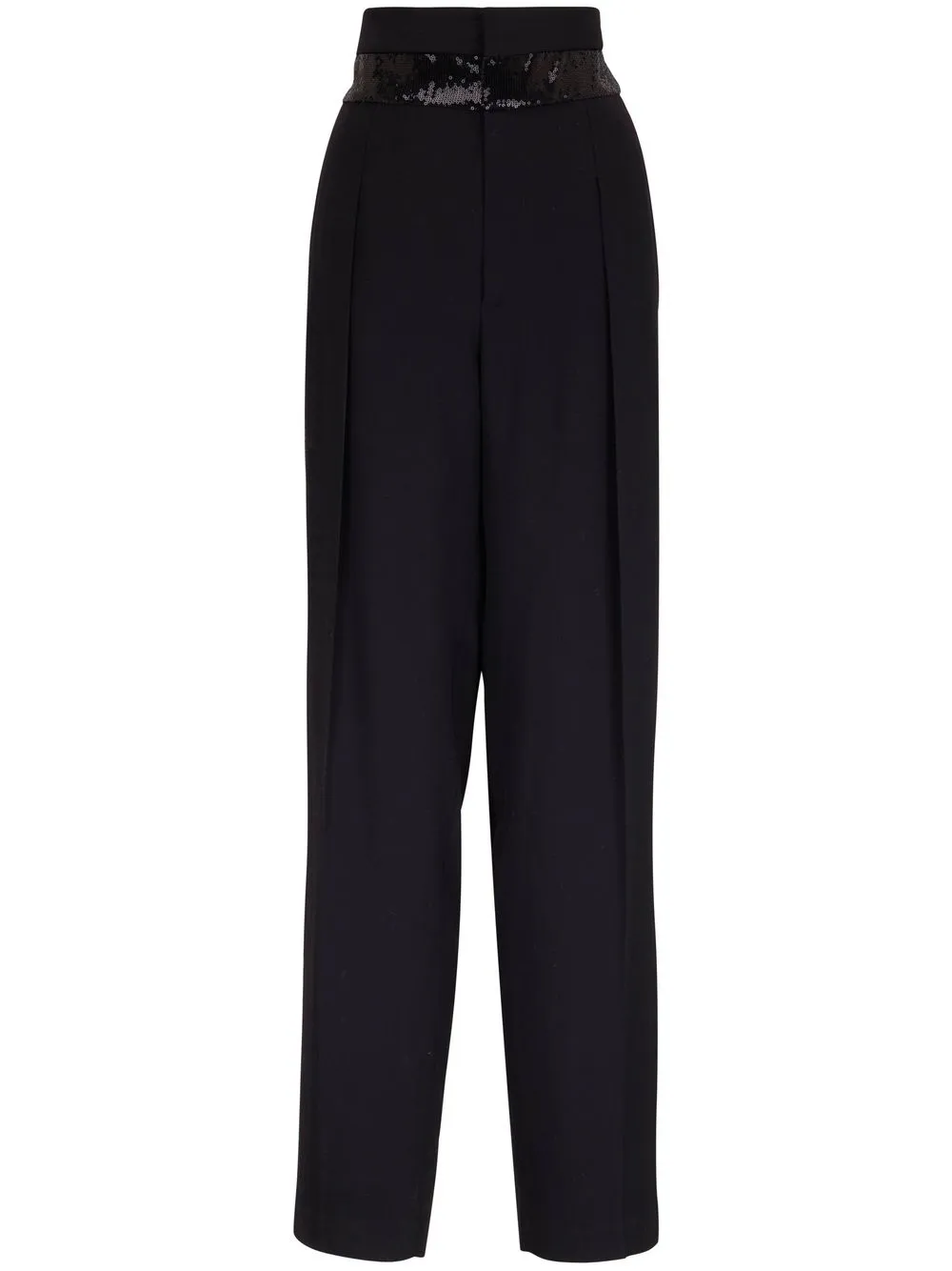 Brunello Cucinelli Sequin-embellished High-waist Trousers In Black