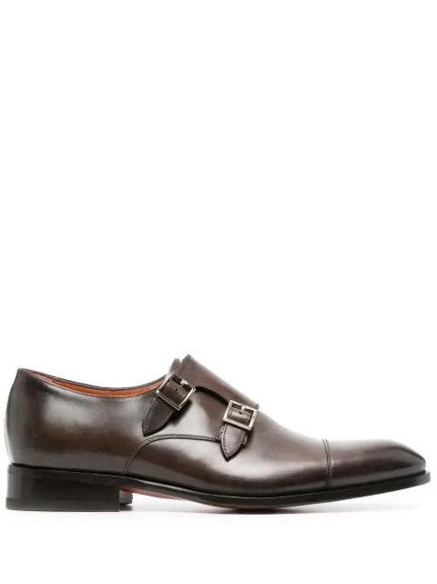 Santoni حذاء جلد بإبزيم مزدوج