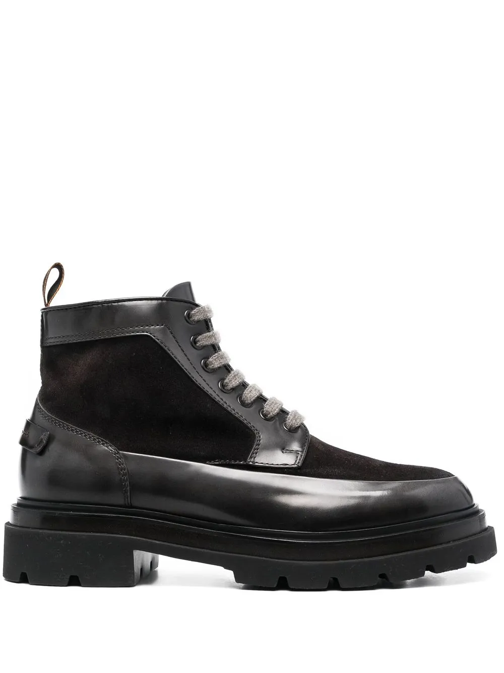 

Santoni panelled lace-up ankle boots - Black