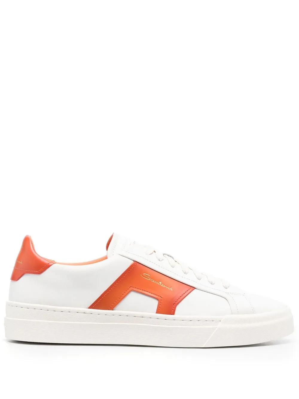 

Santoni panelled-design leather sneakers - White