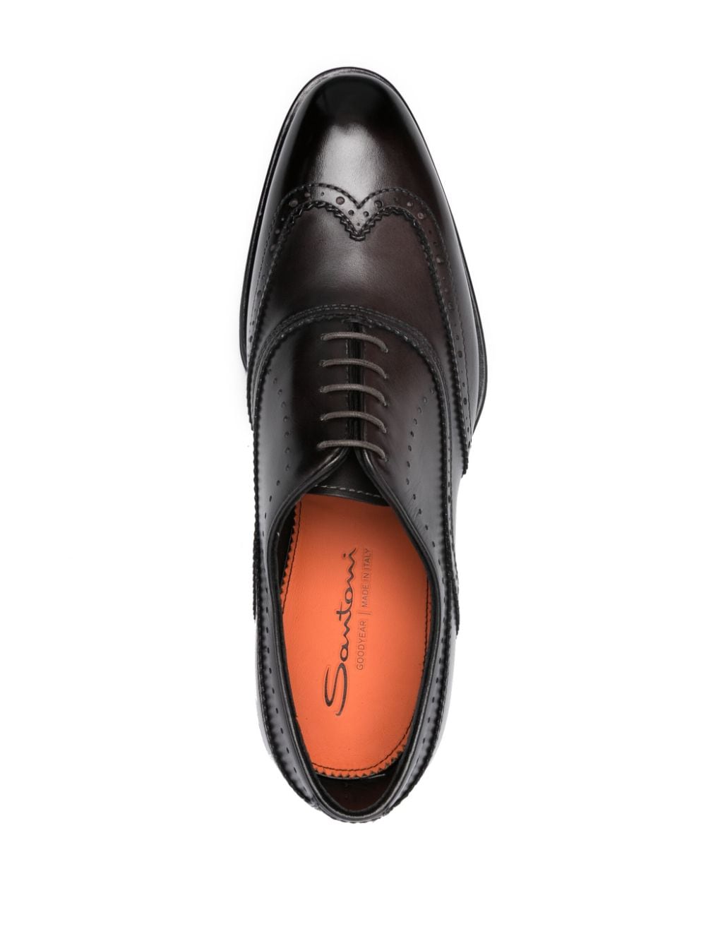 Shop Santoni Leather Lace-up Brogues In Brown