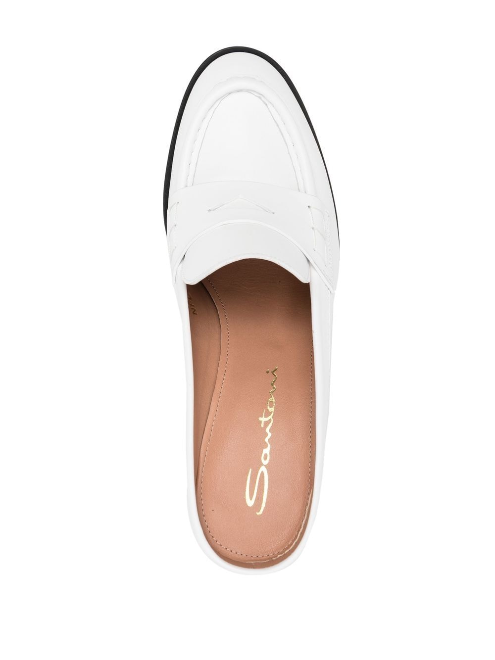 Shop Santoni 85mm Leather Loafer Mules In White
