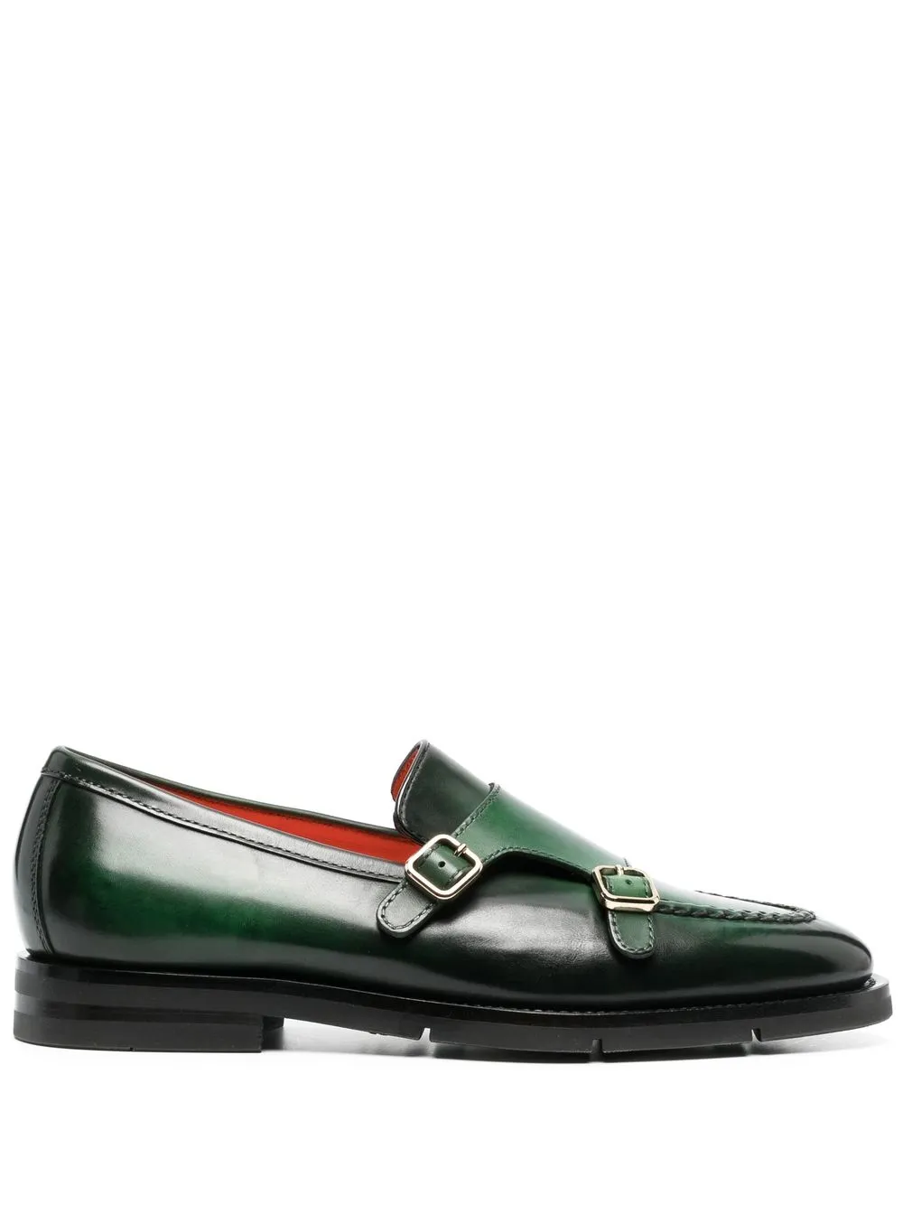 

Santoni double-buckle leather monk shoes - Green