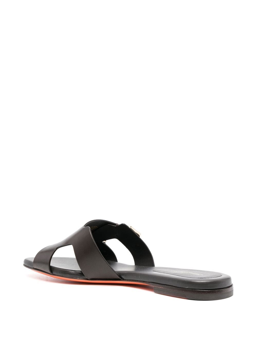 Shop Santoni Double-buckle Calf-leather Sandals In Braun