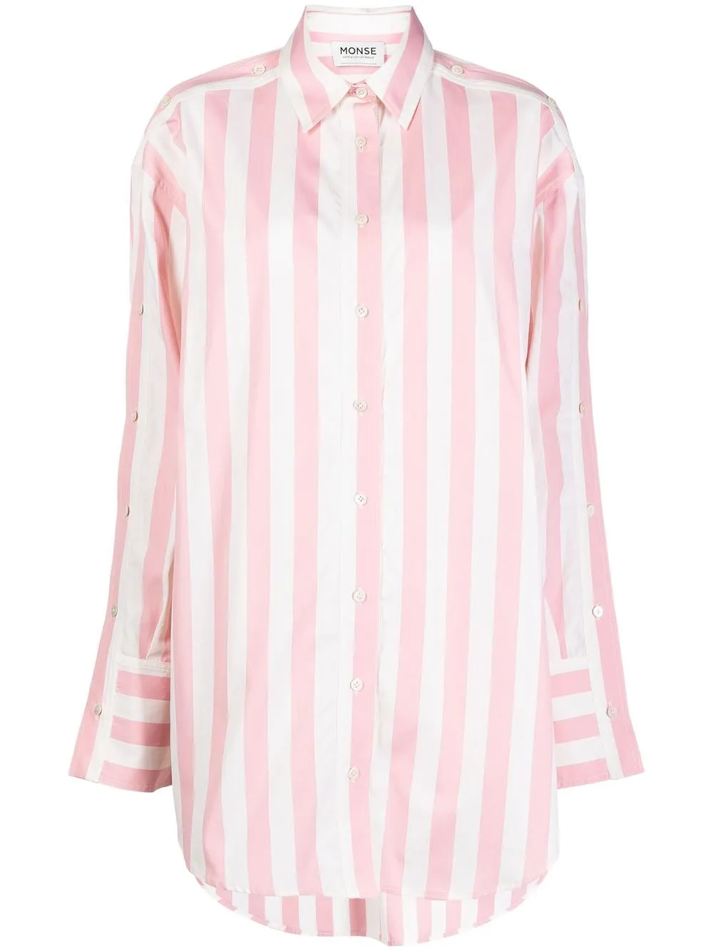 

Monse striped long-sleeved shirtdress - Pink