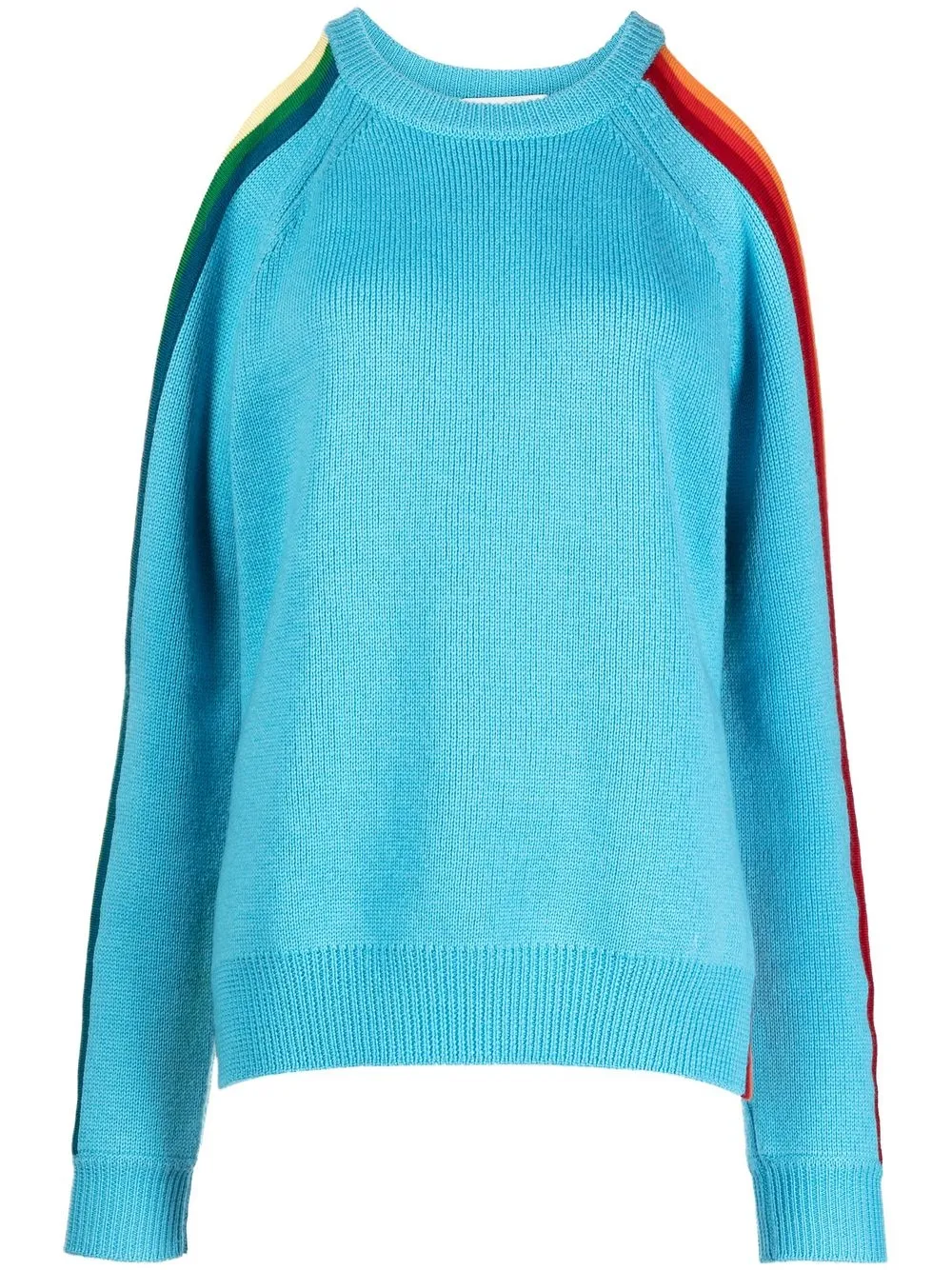 Monse Rainbow-stripe Cold-shoulder Jumper In Blue