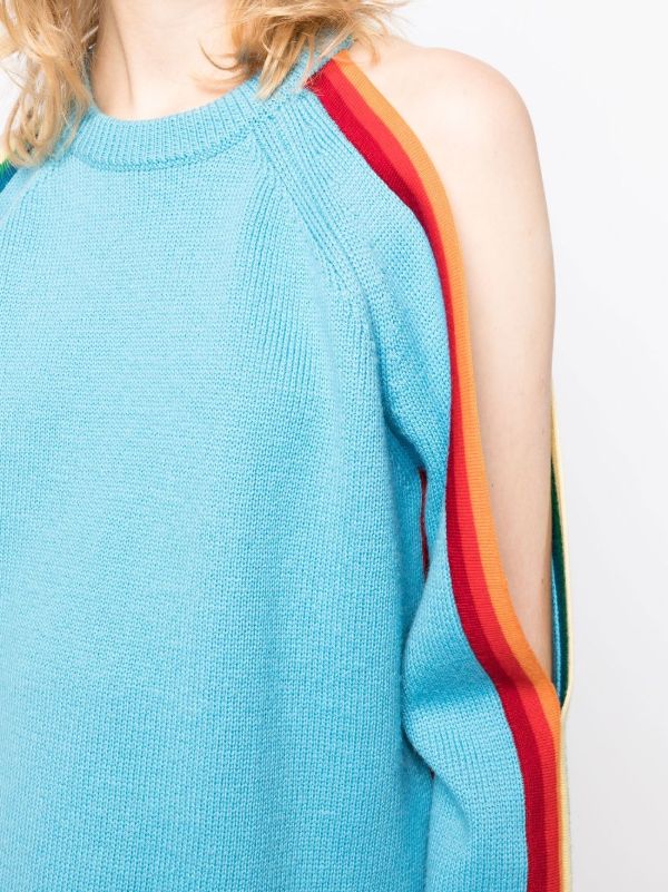 Blue jumper with rainbow on sale stripes