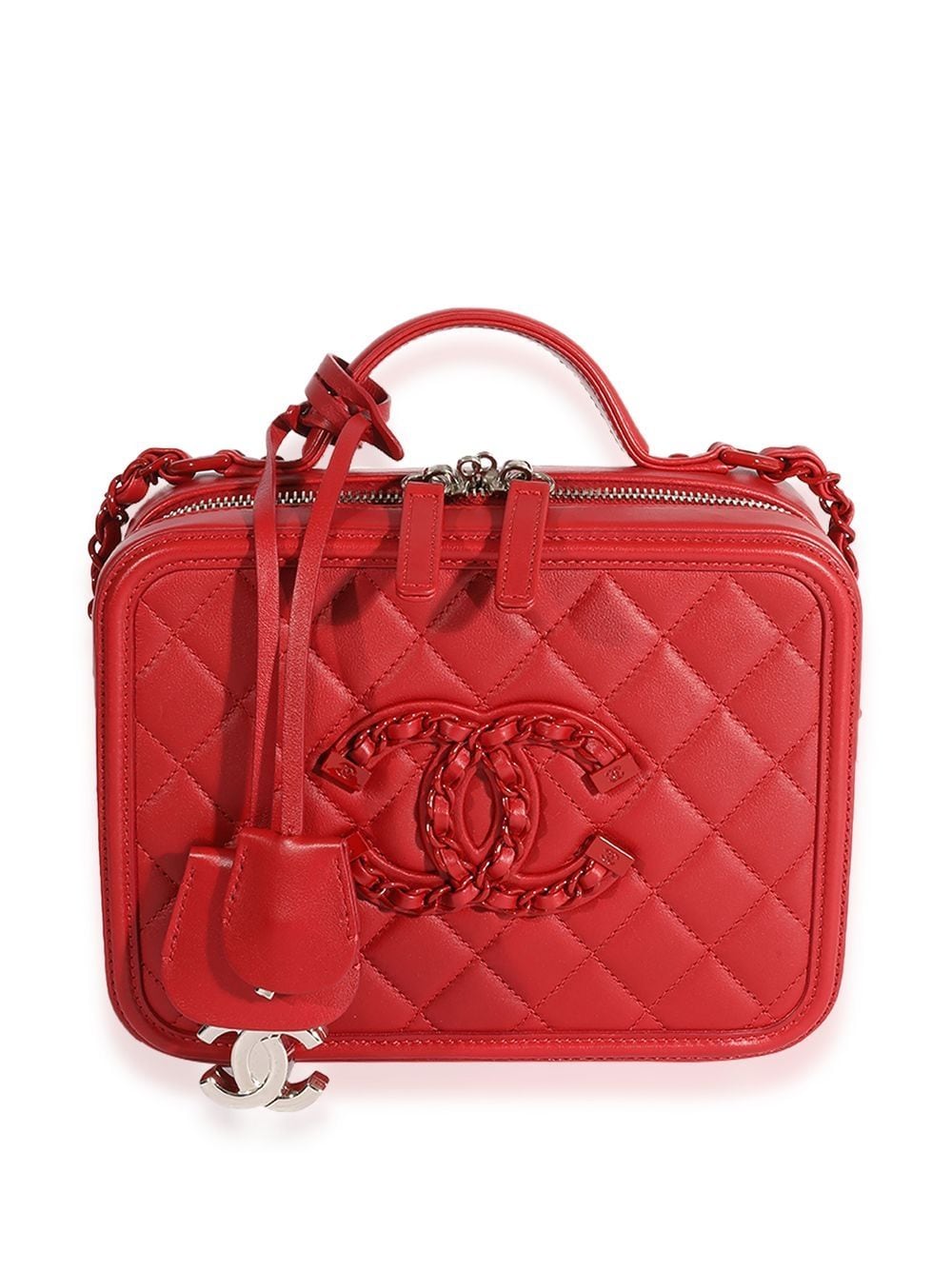 Pre-owned Chanel Medium Filigree Vanity 2way Bag In Red