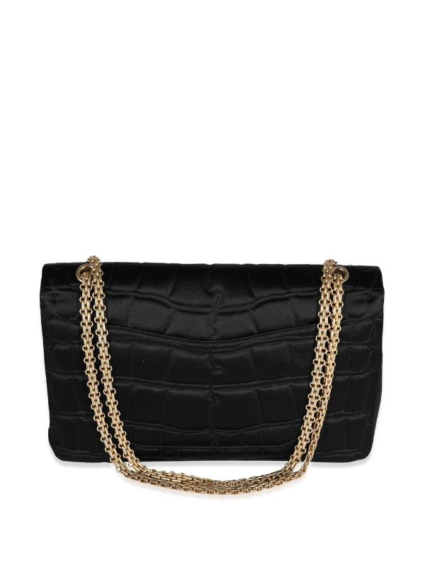 Chanel Croc-Embossed Gabrielle Clutch With Logo Strap