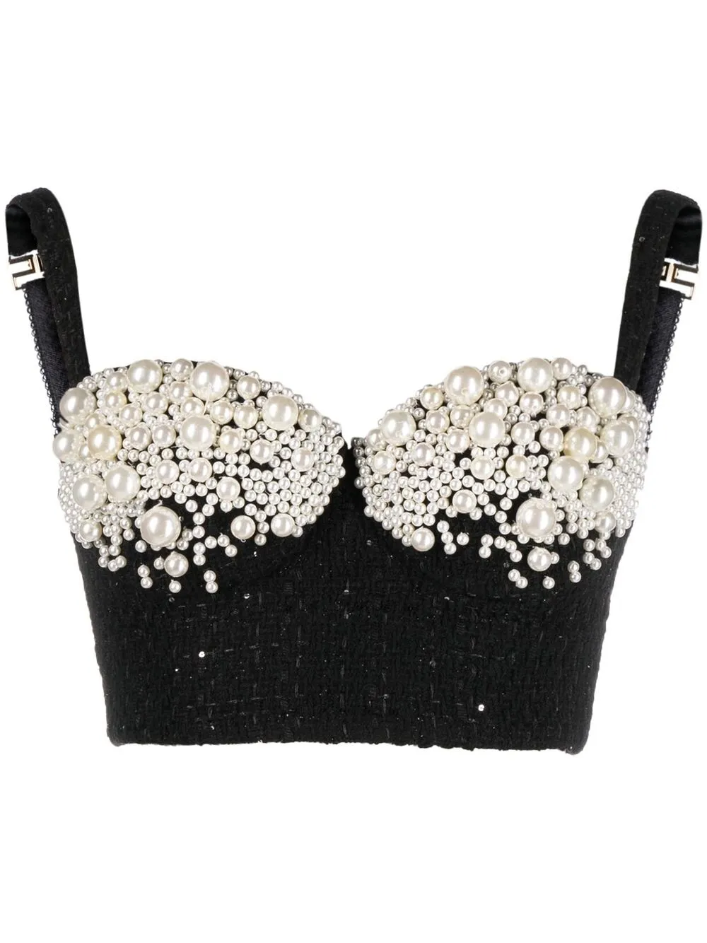 

Elisabetta Franchi faux-pearl bustier top - Black