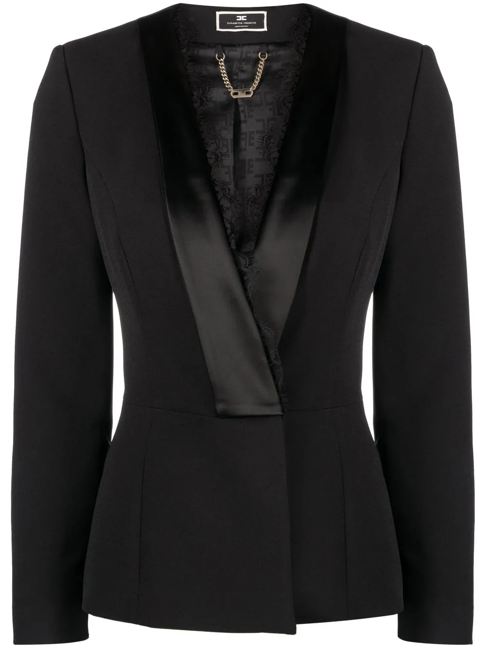 

Elisabetta Franchi lace-panel single-breasted blazer - Black