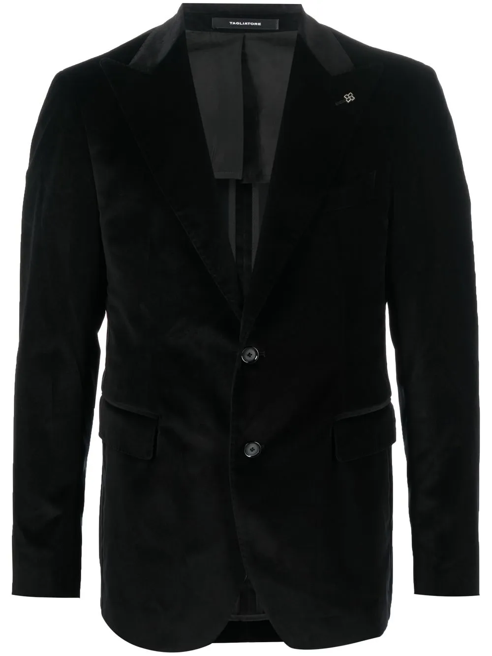 

Tagliatore velvet-effect single-breasted blazer - Black