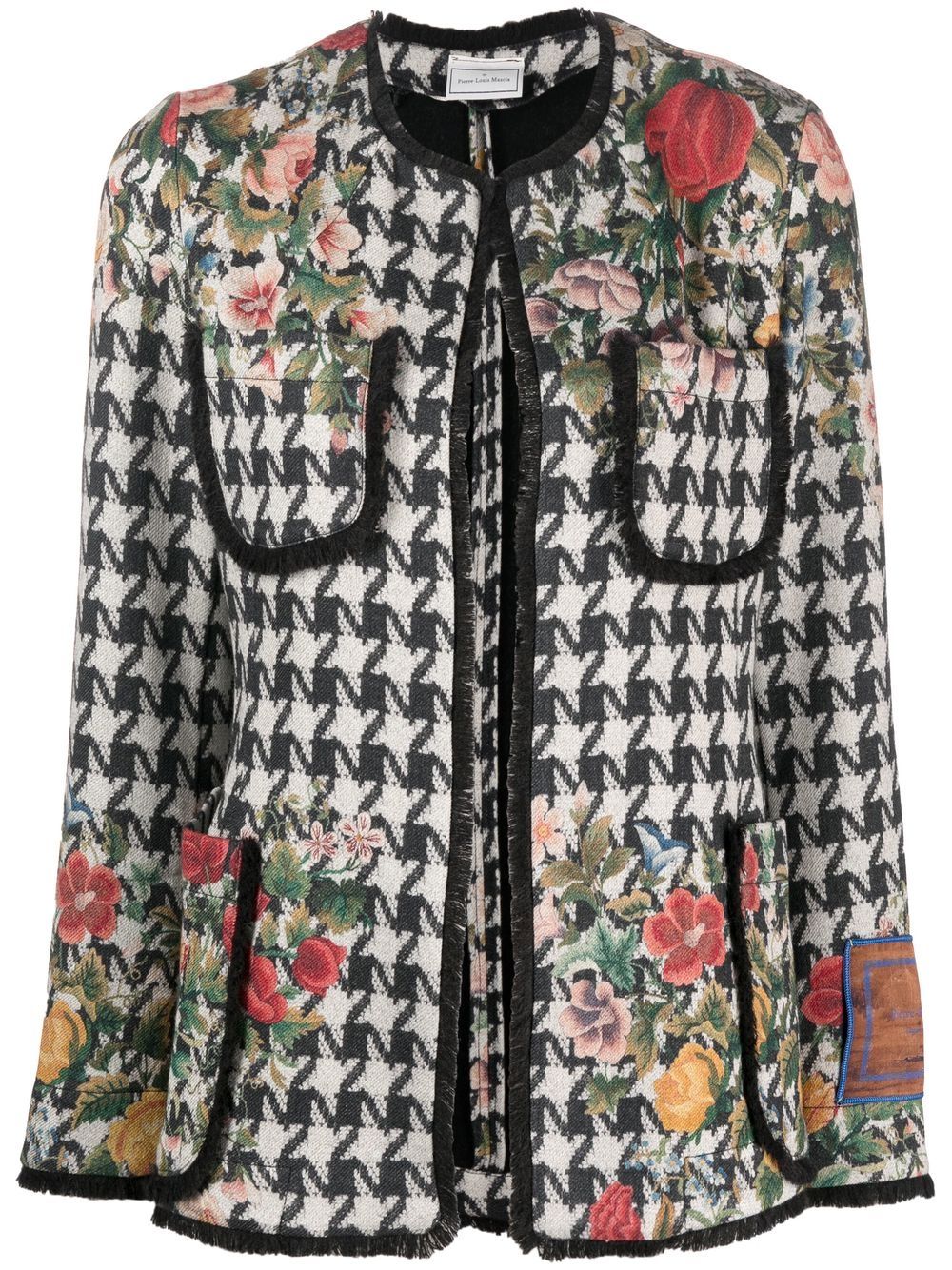 Pierre-Louis Mascia floral-print houndstooth jacket - White