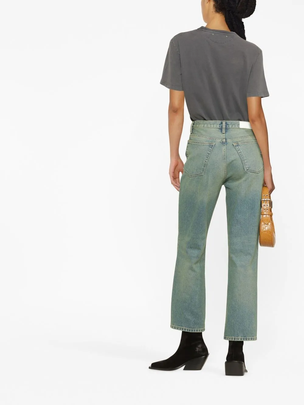 Golden Goose Olive-green Regular-fit T-shirt with Golden Lettering on the Front in Grey, view 4