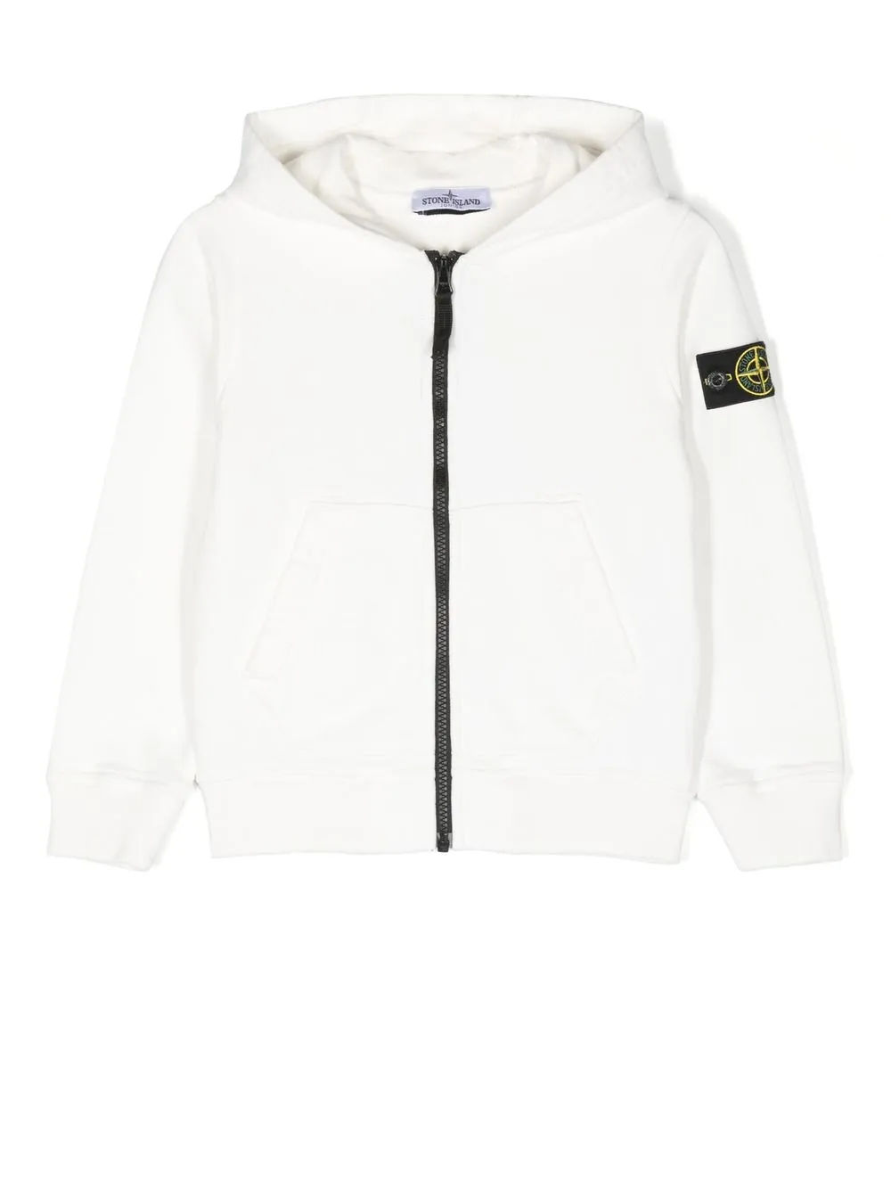 

Stone Island Junior hoodie con parche del logo y cierre - Blanco